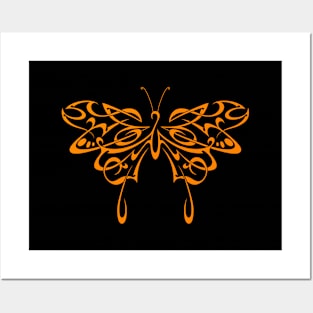 Tribal butterfly (orange) Posters and Art